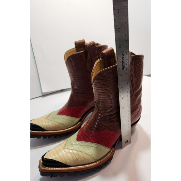 Mario Garcia Mens Handmade Custom Multicolored Lizard Boots 8.5B Oil Resistant - Picture 13 of 15
